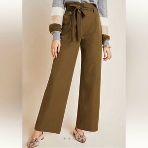 NWT Anthropologie Mariela Poplin Wide Leg Pants - Moss Size Large